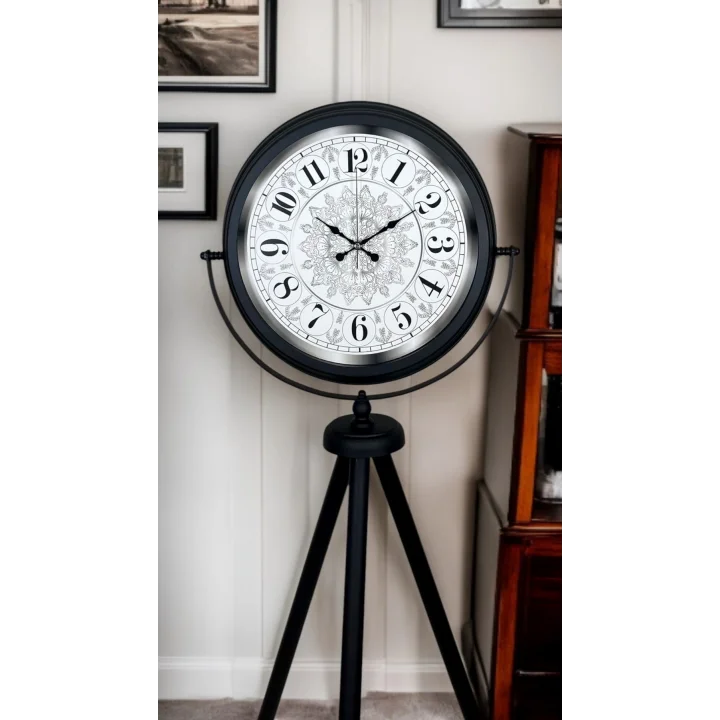 Mey İthalat® Siyah Desenli Şık Tripod Ayaklı Saat