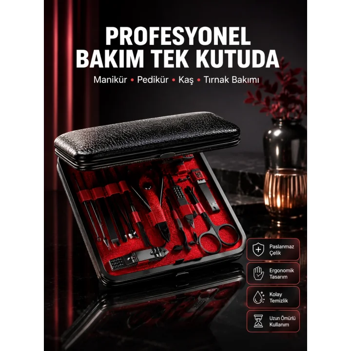 Mey İthalat® Siyah Kaymaz Teknolojili El ve Ayak Bakım Seti Yeni Nesil