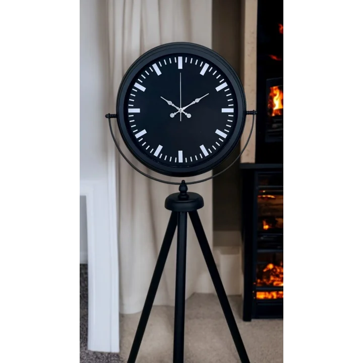 Mey İthalat® Siyah Lüks Sade Tripod Ayaklı Saat