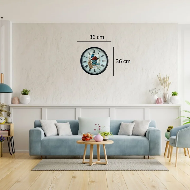 Mey İthalat® Siyah Paris Garden Dekoratif 36 Cm Duvar Saati