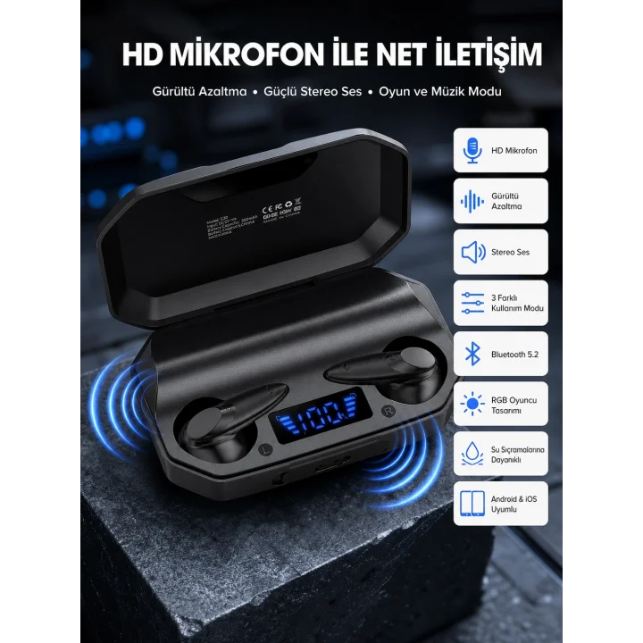 Mey İthalat® Siyah Profesyonel Kulaklık HD Mikrofonlu Çağrı Cevaplayabilen