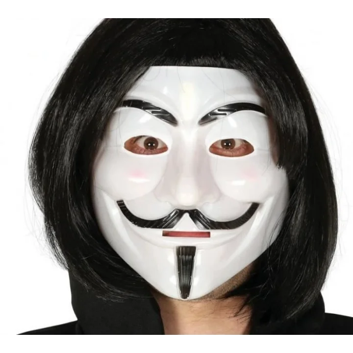 Mey İthalat® Siyah Renk Takma Kısa Saç ve V For Vendetta Maskesi Anonymous Maskesi