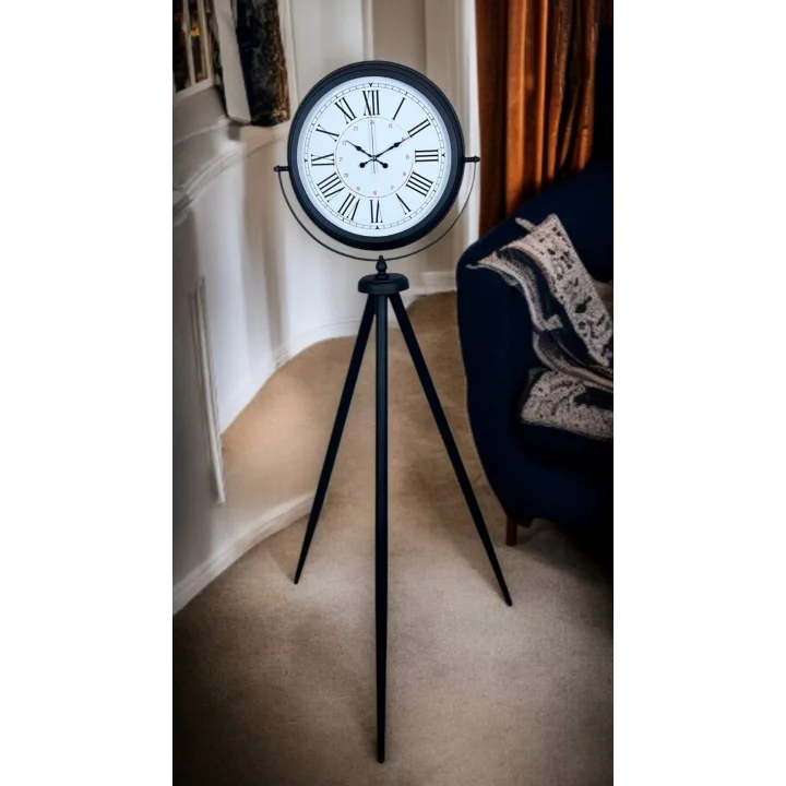Mey İthalat® Siyah Roma Rakamlı Lüks Tasarım Tripod Ayaklı Saat