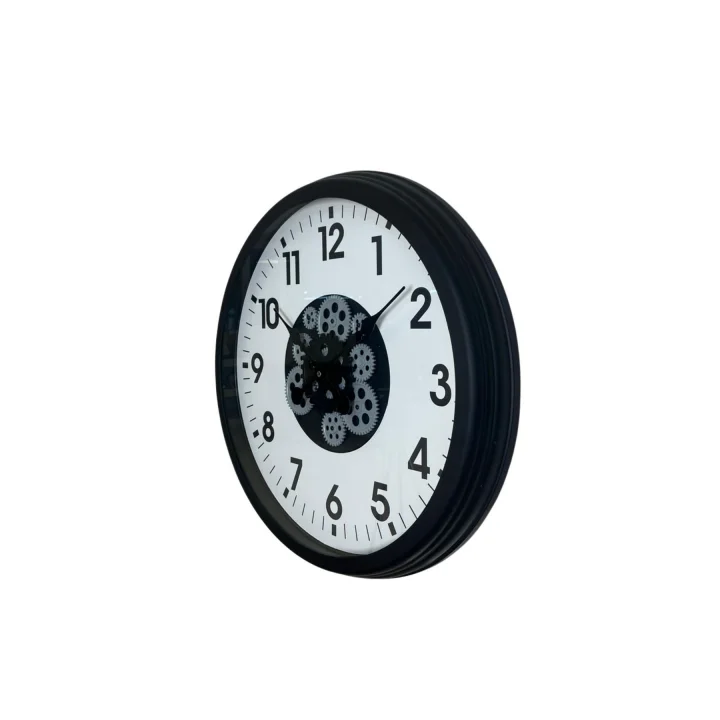 Mey İthalat® Siyah Standart 60 Cm Çarklı Duvar Saati
