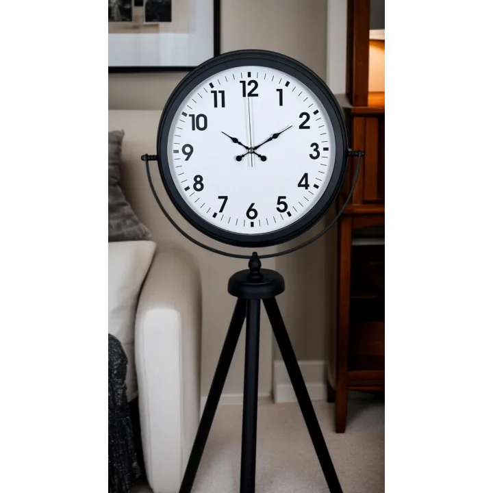 Mey İthalat® Siyah Tripod Ayaklı Dekoratif Saat
