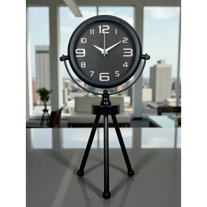 Mey İthalat® Siyah Zarif Üç Ayaklı Masa Saati