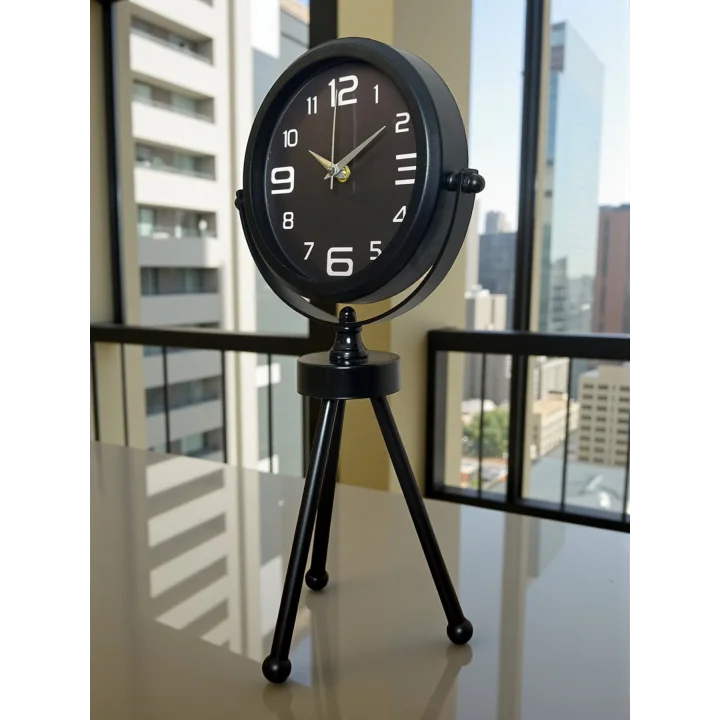 Mey İthalat® Siyah Zarif Üç Ayaklı Masa Saati