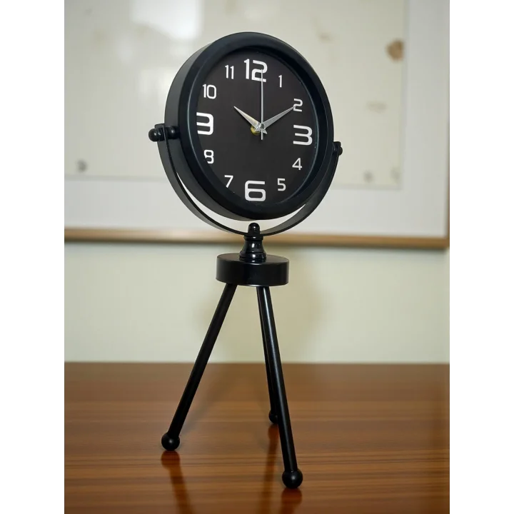 Mey İthalat® Siyah Zarif Üç Ayaklı Masa Saati
