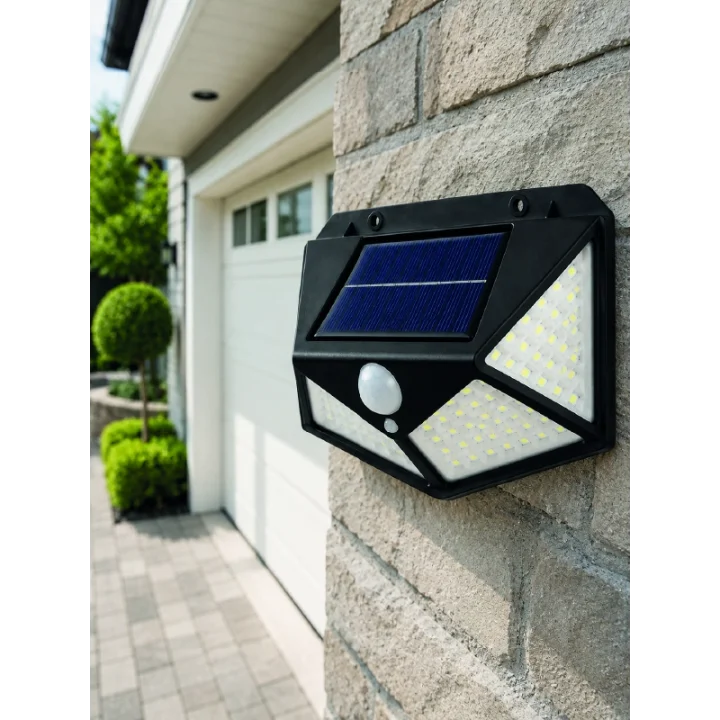 Mey İthalat® Solar LED Bahçe Aydınlatma Lambası 3 Işık Modlu Sensörlü Duvar Tipi Dış Mekan