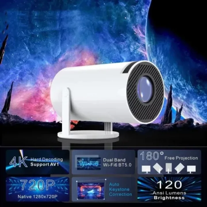 Mey İthalat® Taşınabilir Android TV Özellikli Projeksiyon