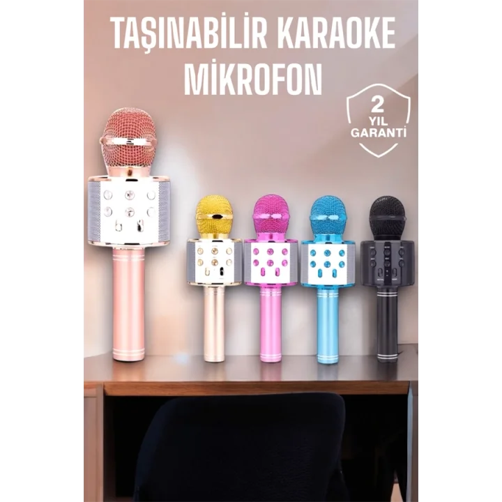 Mey İthalat® Taşınabilir Bluetooth Karaoke Mikrofon: Hafıza Kart Girişli, Etkileyici Performans