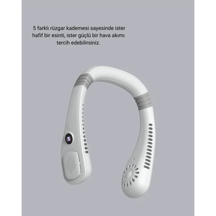 Mey İthalat® Taşınabilir Boyun Fanı Sessiz Çalışma ve USB Şarj Özellikli