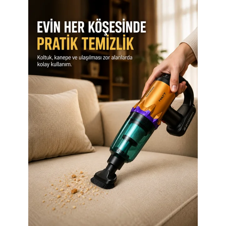 Mey İthalat® Taşınabilir Kablosuz El Süpürgesi Araç ve Ev Temizliğine Uygun