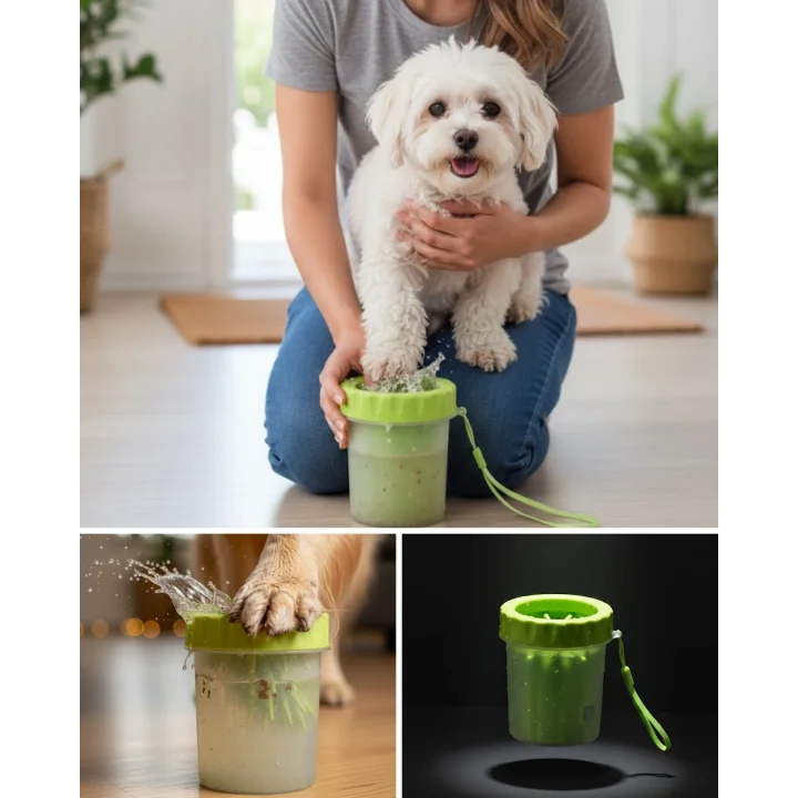 Mey İthalat® Taşınabilir Köpek Ayak Temizleme Aparatı Silikon Fırçalı