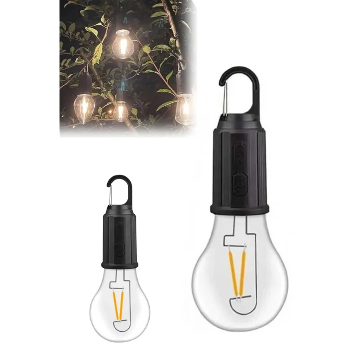 Mey İthalat® Taşınabilir Şarjlı Led Ampul Askılı Lamba Kamp Bahçe Lambası