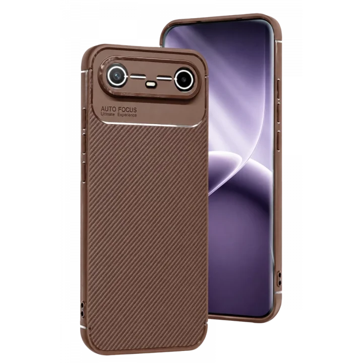Mey İthalat®  Tecno Spark Slim 5G Auto Focus Karbon Kapak - Kahverengi