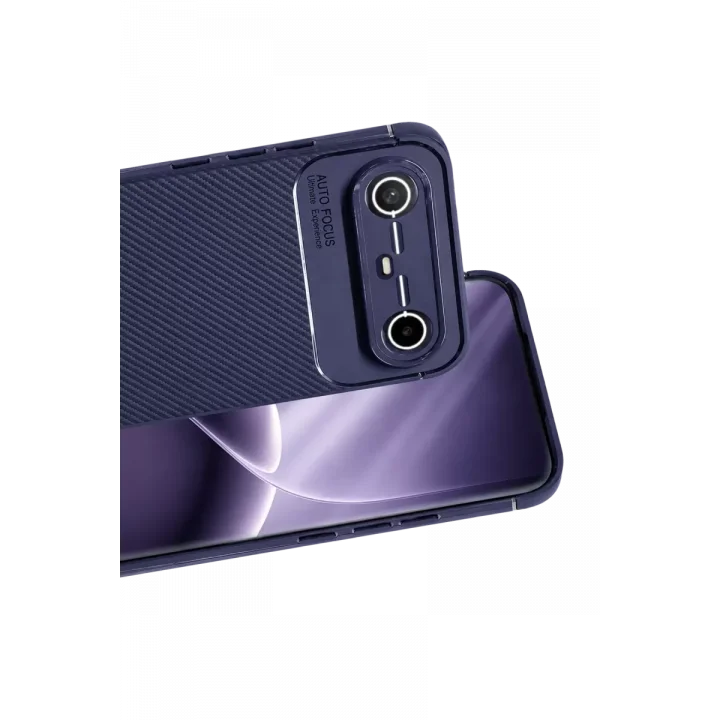 Mey İthalat®  Tecno Spark Slim 5G Auto Focus Karbon Kapak - Lacivert