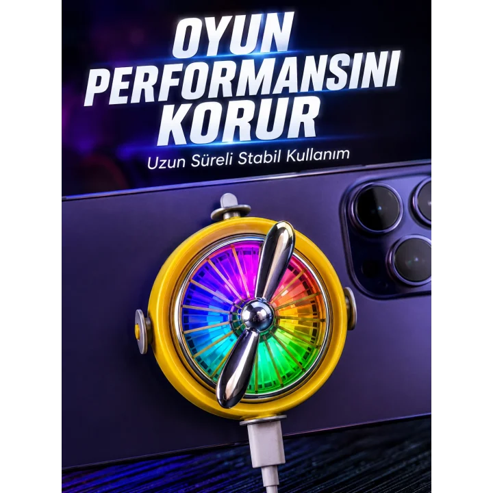 Mey İthalat® Telefon İçin RGB LED Manyetik Soğutma Fanı
