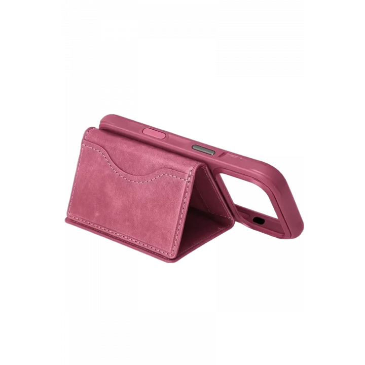 Mey İthalat®  Tema Magsafe Deri Kartlık - Pembe