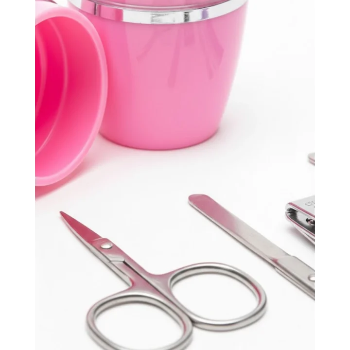 Mey İthalat® Tırnak Bakım Manikür Pedikür Seti 4 Parça Pembe Kompakt Taşınabilir Tasarım