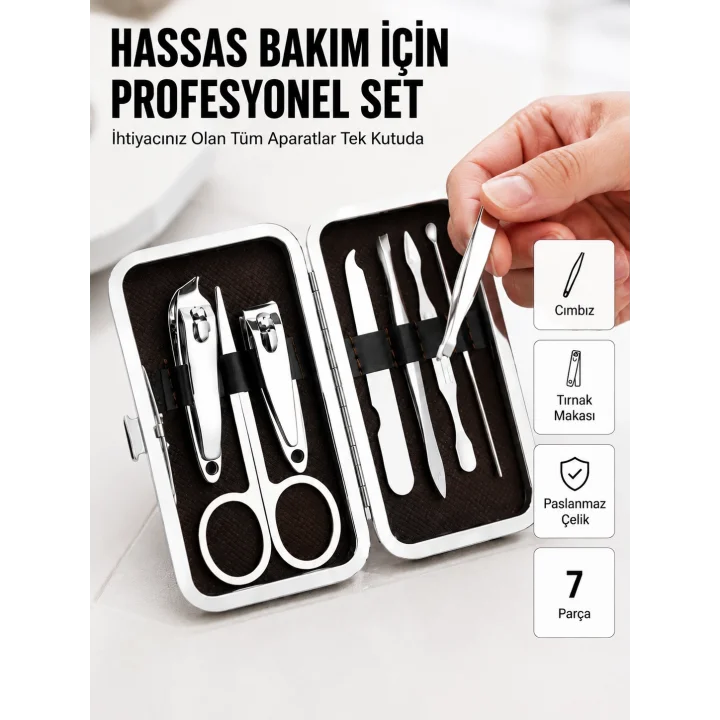 Mey İthalat® Tırnak ve Kaş Bakımına Özel Paslanmaz Çelik Set