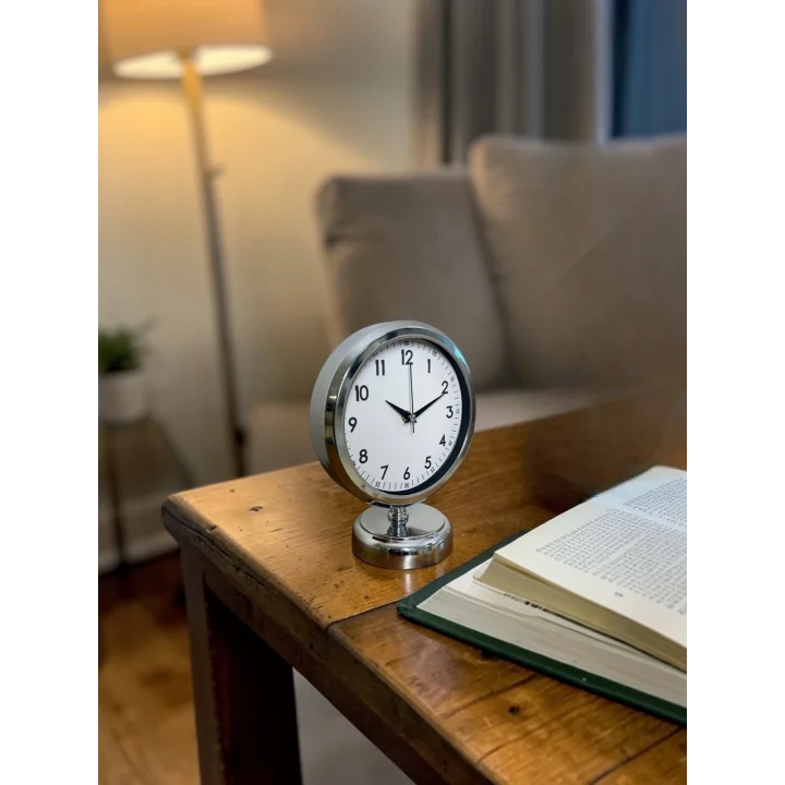 Mey İthalat®  Touch 25 X 20 Cm Metal Krom Masa Saati