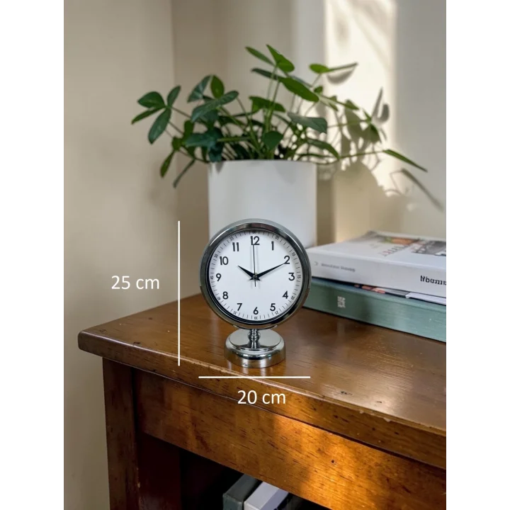 Mey İthalat®  Touch 25 X 20 Cm Metal Krom Masa Saati