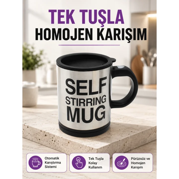 Mey İthalat® Toz İçecekler İçin Hızlı Karıştırma Özellikli Termos Kupa