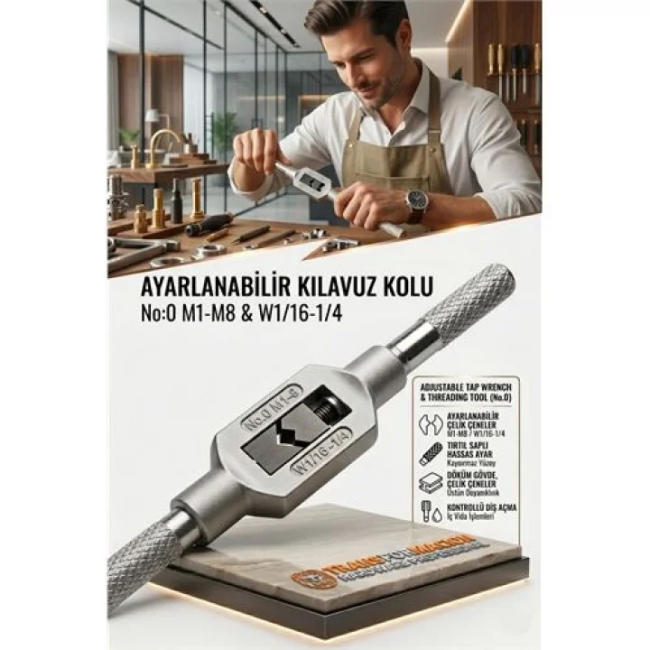 Mey İthalat® Transformacion Kılavuz Kolu M1-M8 Ayarlı Vida Diş Açma Aparatı No:0 723240