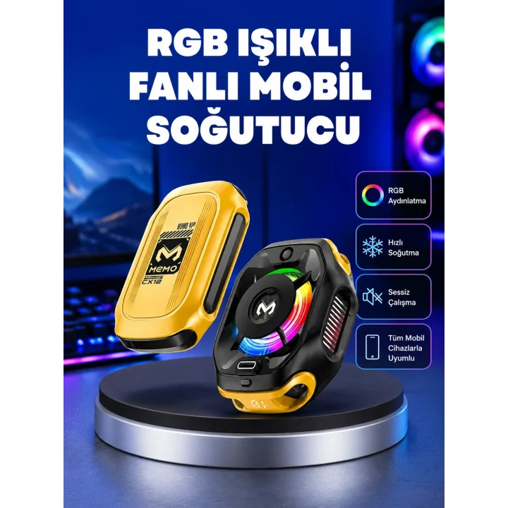Mey İthalat® Type-C Girişli AI Modlu Yüksek Performanslı Telefon Soğutucu Yeni Nesil