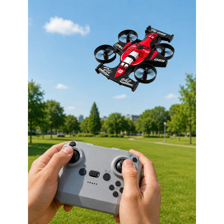 Mey İthalat® Uçan Araba Drone 4 Korumalı Pervaneli 360° Akrobatik Hareket Uzaktan Kumandalı