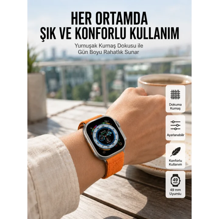 Mey İthalat® Ultra Max Kordon Kilitli Akıllı Saat Amoled Ekran Titreşimli Çağrı Cevaplayabilen