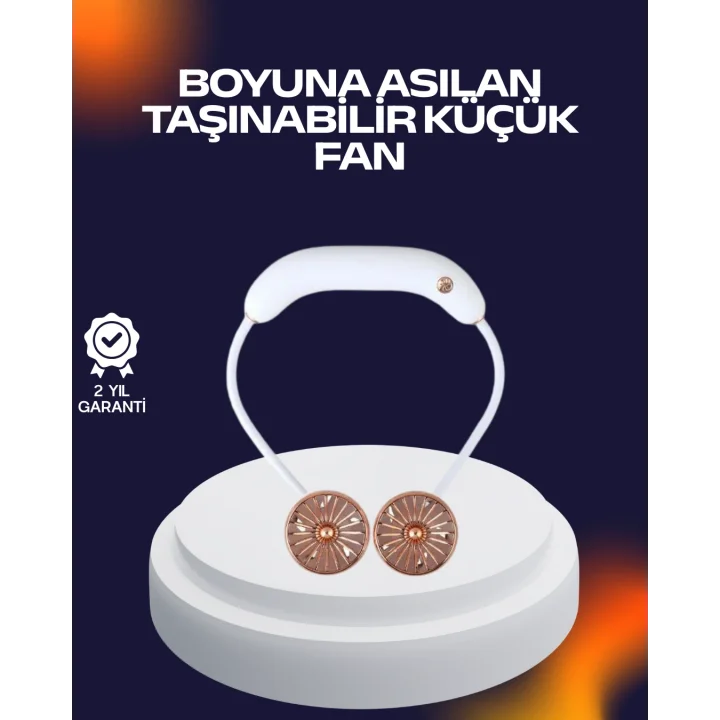 Mey İthalat® USB Şarjlı Katlanabilir Mini Boyun Fanı 1–3 Saat Kullanım