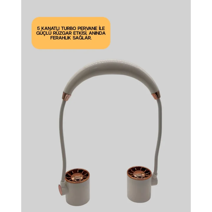Mey İthalat® USB Şarjlı Katlanabilir Mini Boyun Fanı 1–3 Saat Kullanım