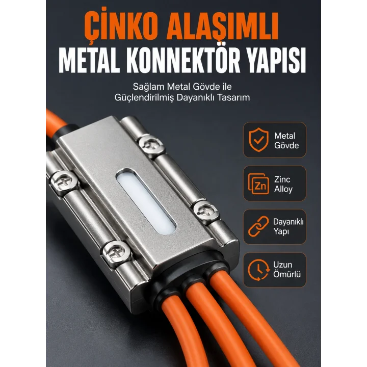 Mey İthalat® USB Type-C, Lightning ve Micro USB Uyumlu 3ü 1 Arada Hızlı Şarj Kablosu