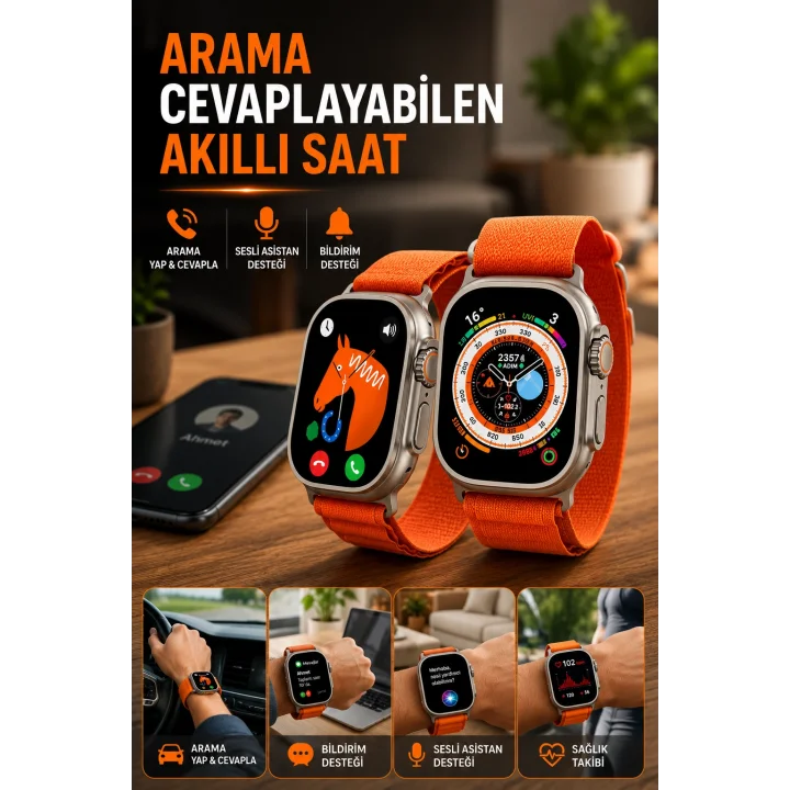 Mey İthalat® Uyku ve Nabız Takipli, Wireless Şarjlı Akıllı Saat Android ve iOS Uyumlu