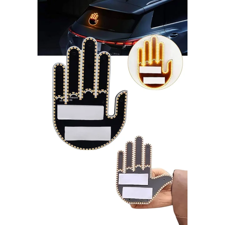 Mey İthalat® Uzaktan Kumandalı El Orta Parmak Led Araç Camına Özel