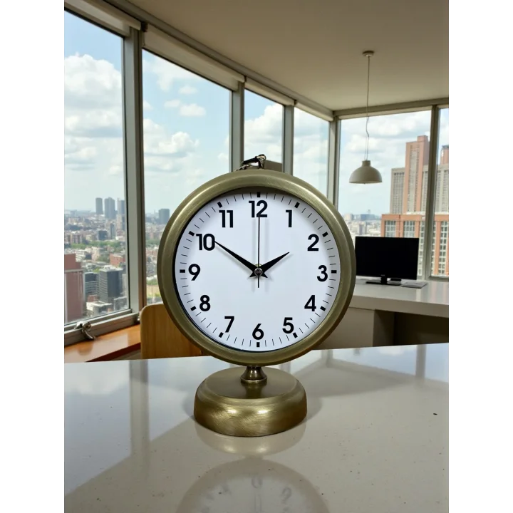 Mey İthalat® Vinatge Dekoratif 25 x 20 Cm Metal Masa Saati