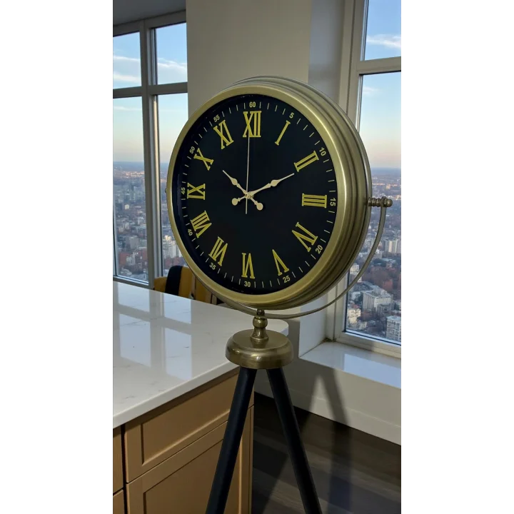 Mey İthalat® Vintage Roma Rakamlı Modern Tripod Ayaklı Saat