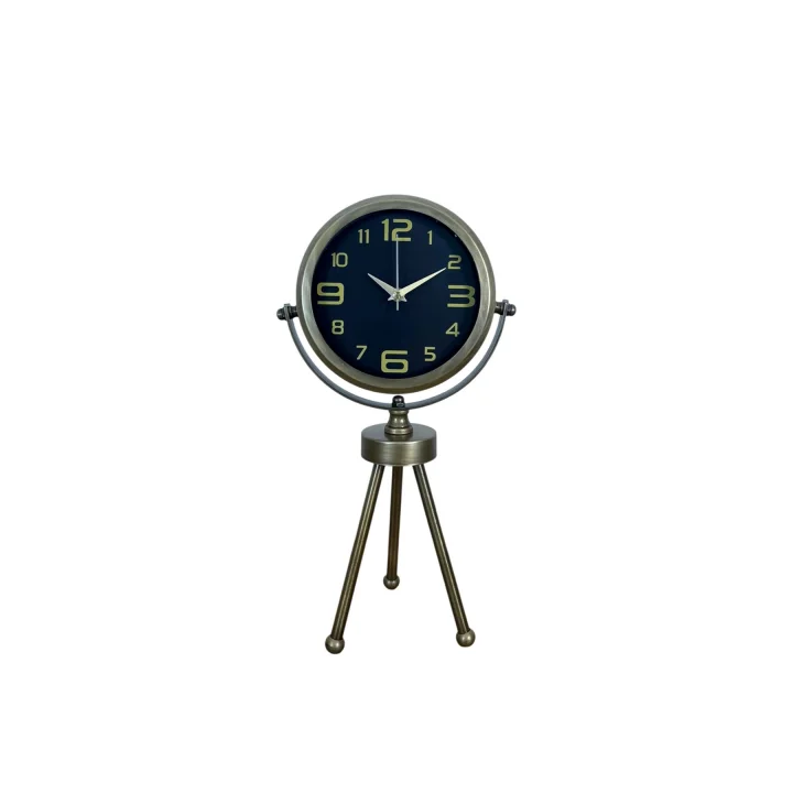 Mey İthalat® Vintage Tripod Eskitme Metal Üç Ayaklı Masa Saati