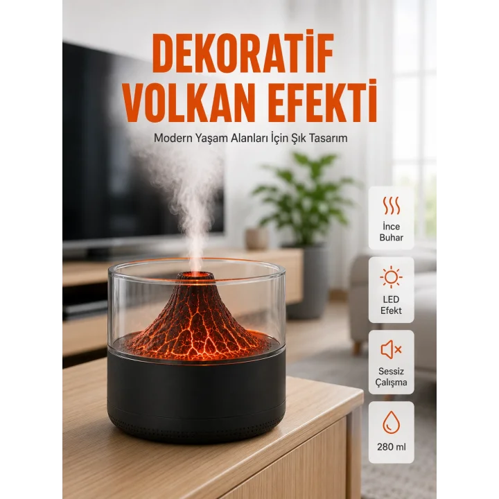 Mey İthalat® Volkanik Tasarımlı LED Işıklı Ultrasonik Nemlendirici