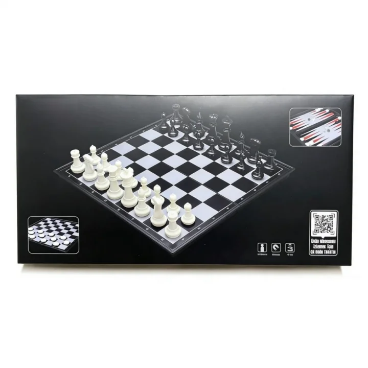 Mey İthalat® VRD10661 KATLANABİLİR SATRANÇ TAVLA VE DAMA SETİ