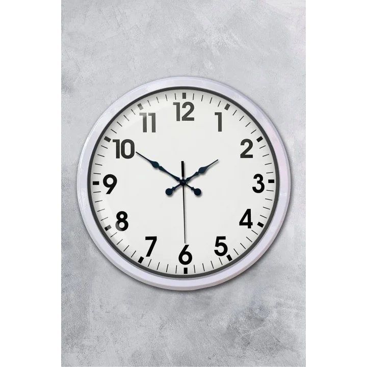 Mey İthalat® White Classic Modern 52 Cm Metal Duvar Saati