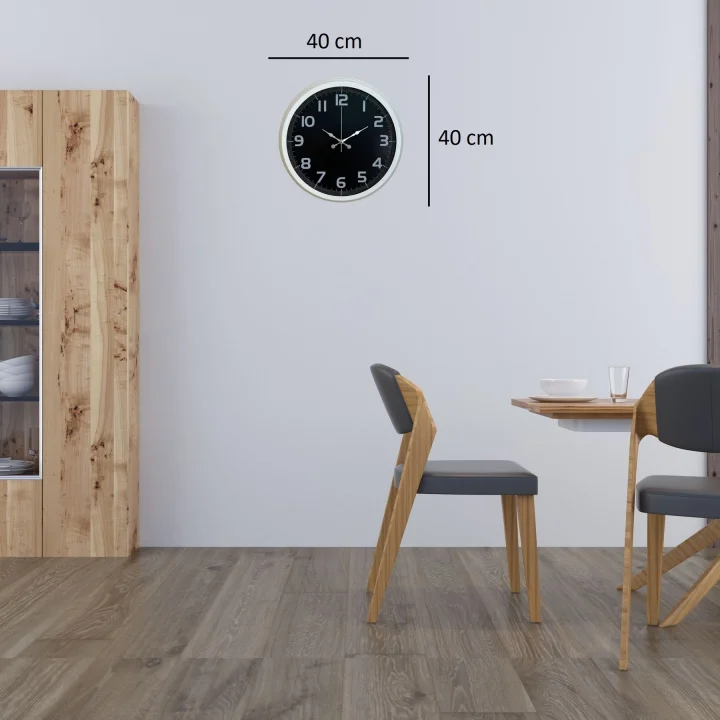 Mey İthalat® White Contrast 40 Cm Metal Duvar Saati