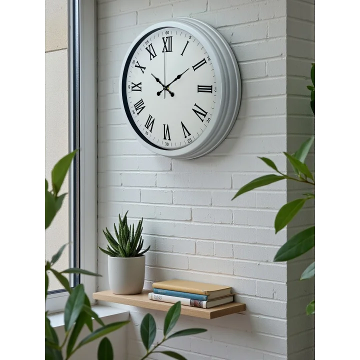 Mey İthalat® White Prime Roma Rakamlı 40 Cm Metal Duvar Saati