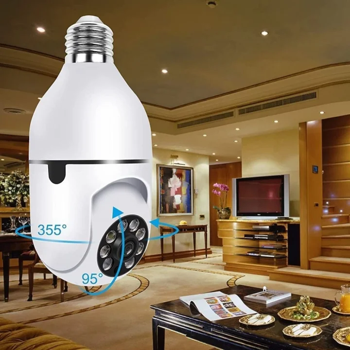 Mey İthalat®  WiFi 360 Panoramik Ampul Kamera Gece Görüş Ses Akıllı Hareket Algılayıcı