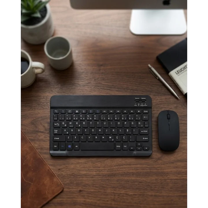 Mey İthalat® Wireless Klavye Mouse Seti Bluetooth Bağlantılı İnce Tasarım Sessiz Kullanım