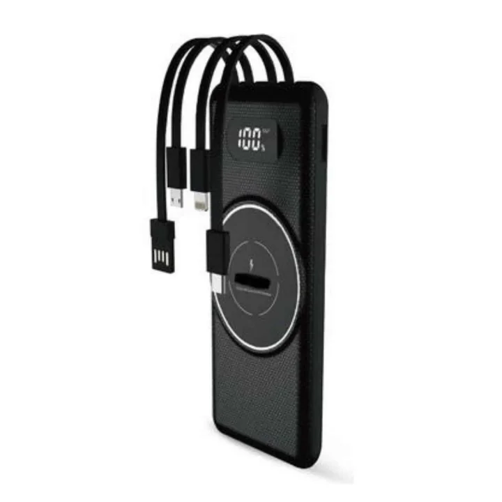 Mey İthalat® Wireless Powerbank 10000 Mah LED Ekranlı Dahili Kablolu Hızlı Şarj