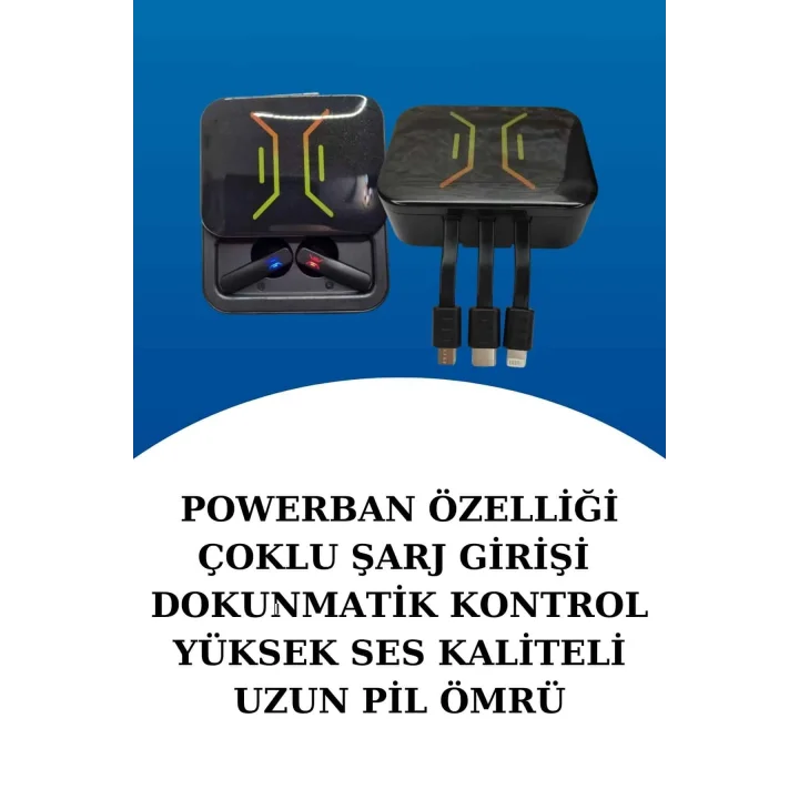 Mey İthalat® Wireless Şarjlı Akıllı Saat ve Dijital Göstergeli Kablosuz Bluetooth Kulaklık Nabız Ölçer