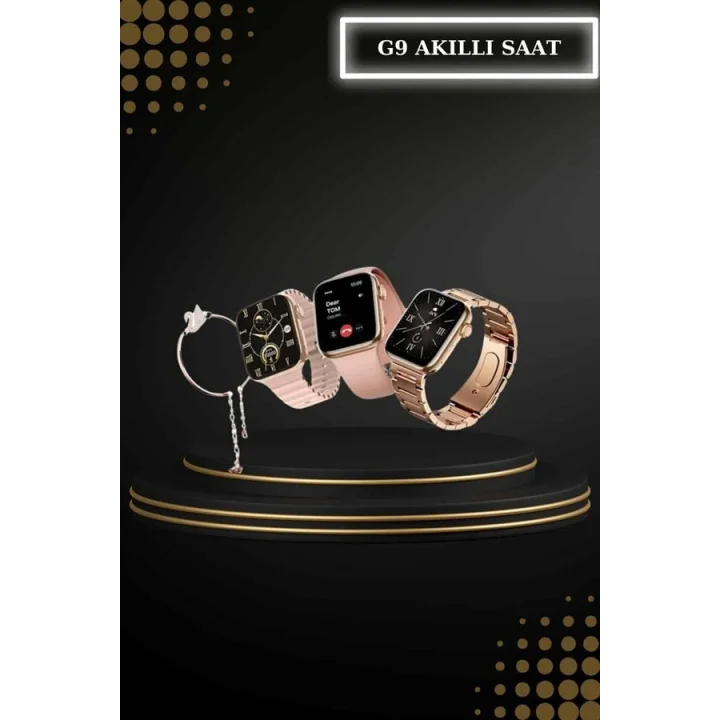 Mey İthalat® Wireless Şarjlı Pembe Akıllı Saat ve Kablosuz Bluetooth Kulaklık Dokunmatik Kontrol
